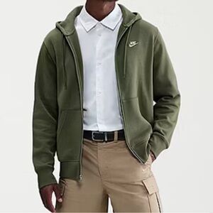 Nike Olive Green Hooded Athletic Fleece Zip Up Jacket Men’s Size Medium